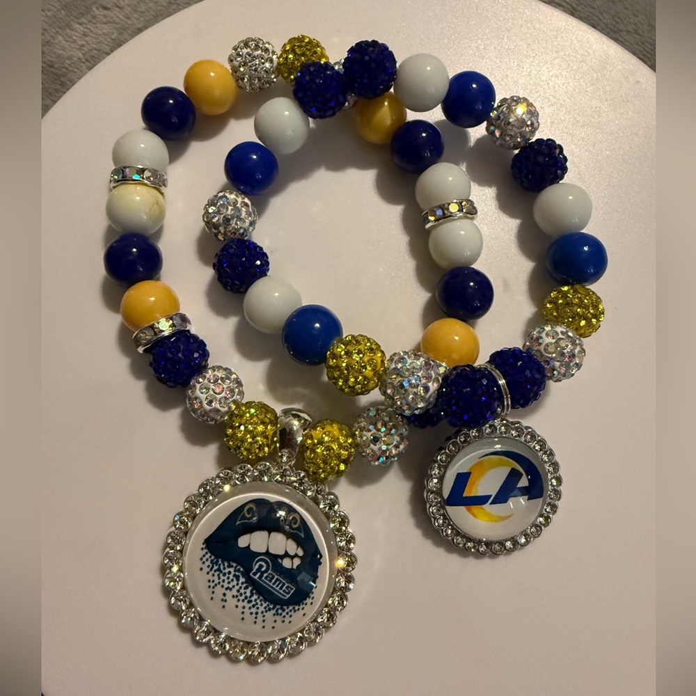 NFL Blue and Yellow Beaded Bracelet Set